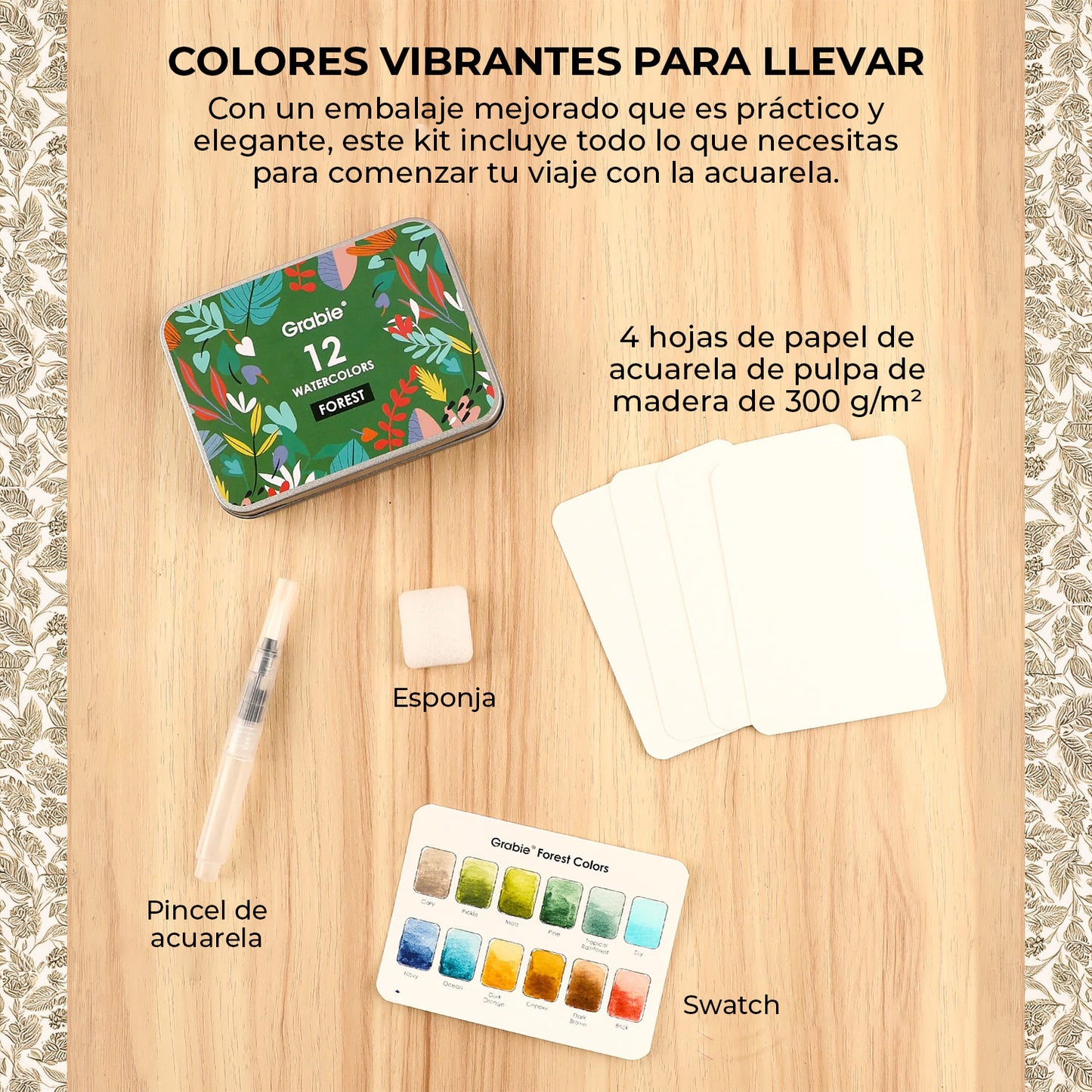 COLORING CLUB - CAJA PARA COLOREAR CON ACUARELA DE TEMÁTICA BOSQUE