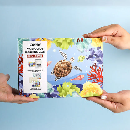 COLORING CLUB - CAJA PARA COLOREAR CON ACUARELA DE TEMÁTICA OCEANO