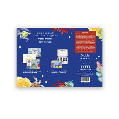 COLORING CLUB - CAJA PARA COLOREAR CON ACUARELA DE TEMÁTICA OCEANO