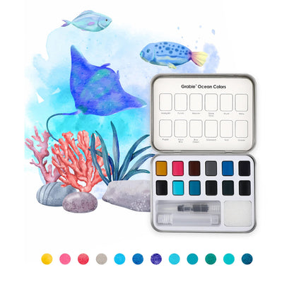 COLORING CLUB - CAJA PARA COLOREAR CON ACUARELA DE TEMÁTICA OCEANO