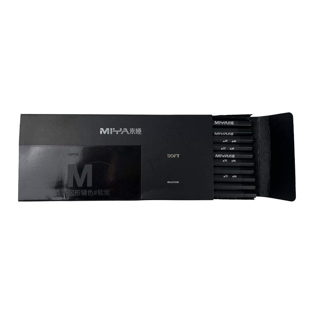 LÁPIZ DE CARBÓN MIYA SERIE M 10 UNDS MEDIO SUAVE