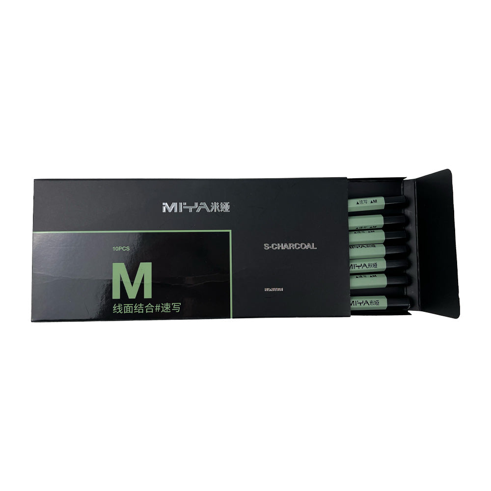 LÁPIZ DE CARBÓN MIYA SERIE M 10 UNDS PARA SKECTH