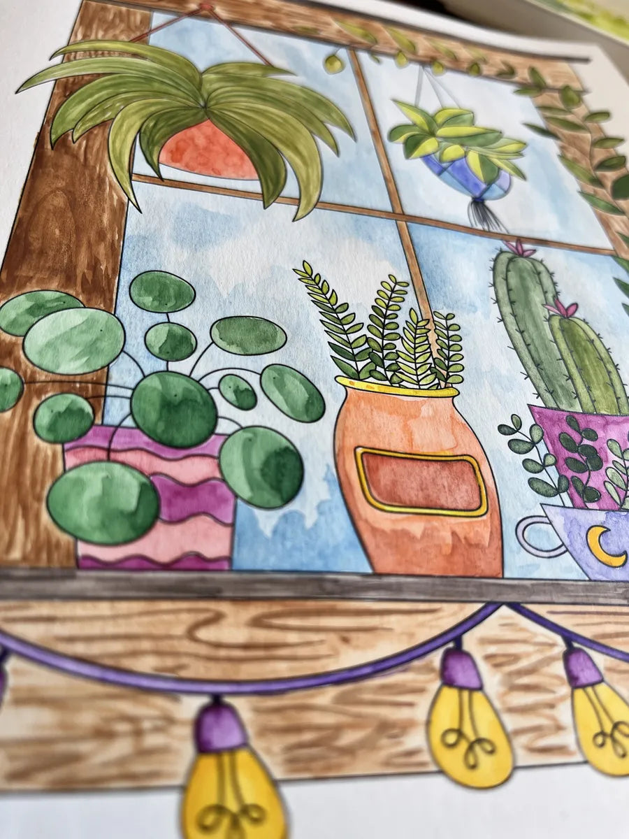 Libro para colorear "Entre plantas y rituales" por Monimonos