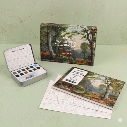 COLORING CLUB - CAJA PARA COLOREAR CON ACUARELA DE TEMÁTICA BOSQUE