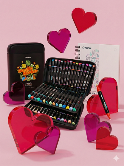 Pack Acrilico Ohuhu: 90 Marcadores Acrílicos Kakaako + Marker Pad Ohuhu antisangrado