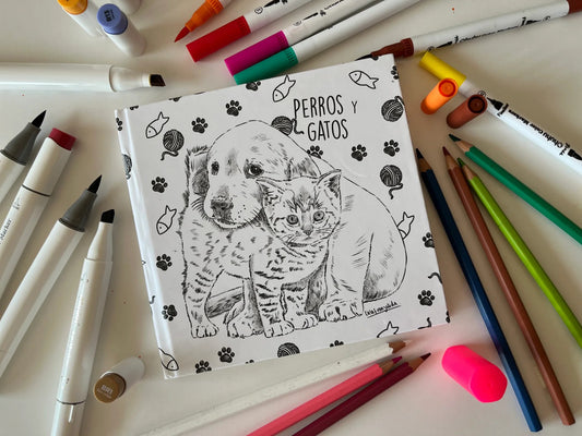 Libro para colorear "Gatos y Perros" por Cata Fuenzalida