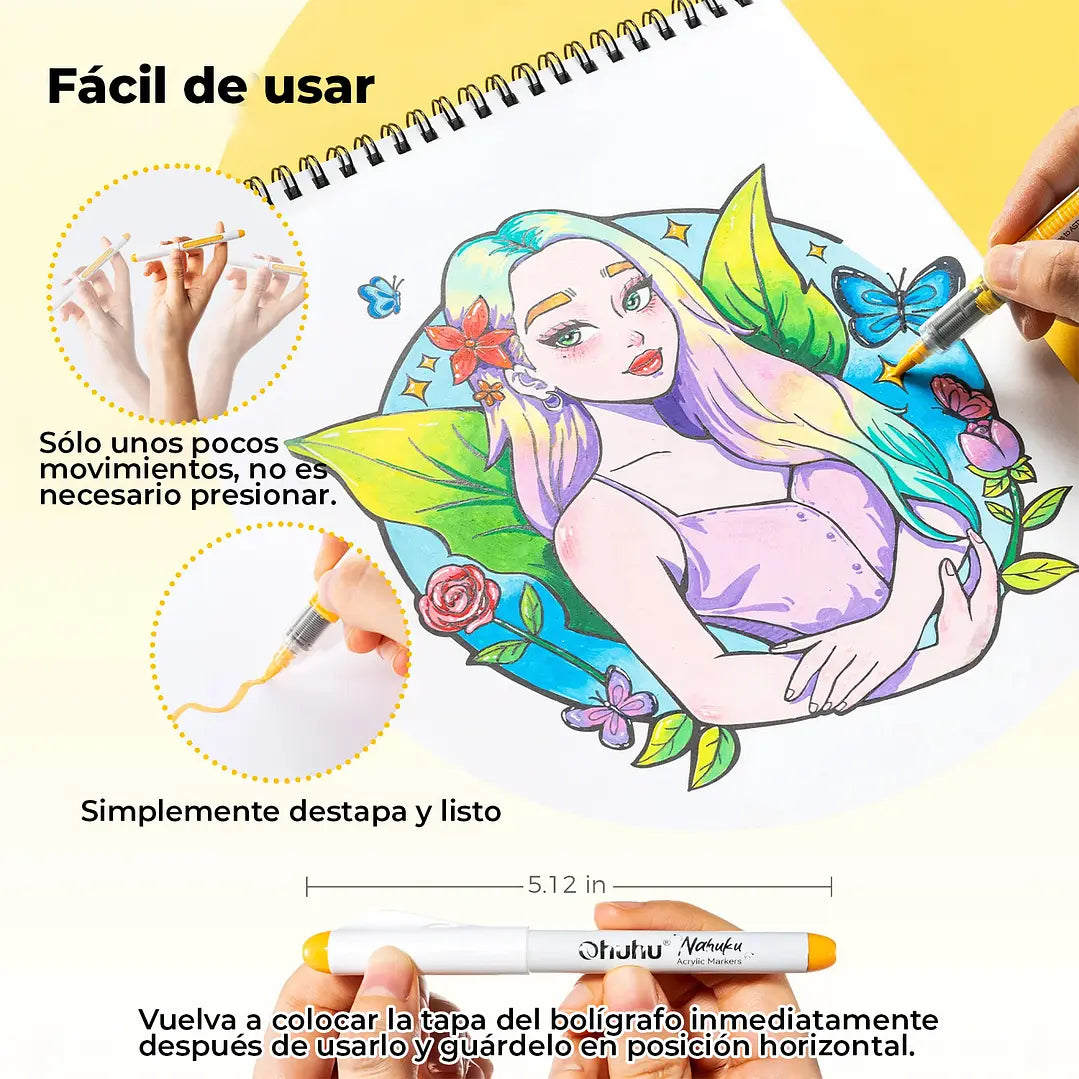 SET NAHUKU ESTUCHE 48 MARCADORES ACRÍLICOS OHUHU