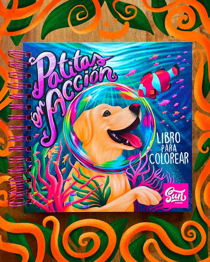 Libro para colorear Patitas en acción por Sun Diseño