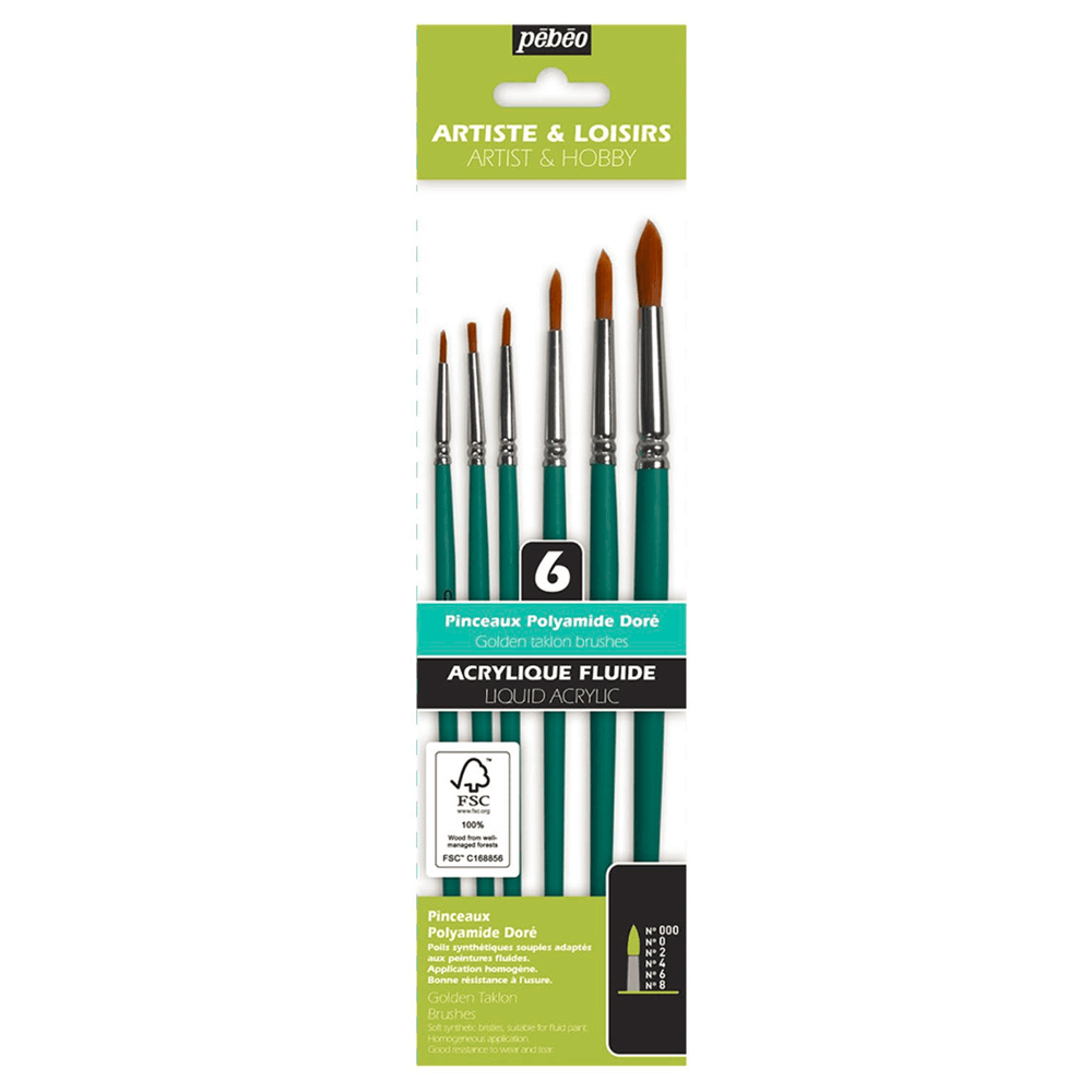 Pincel Pebeo Acrílico Fluido Sets 6 u.