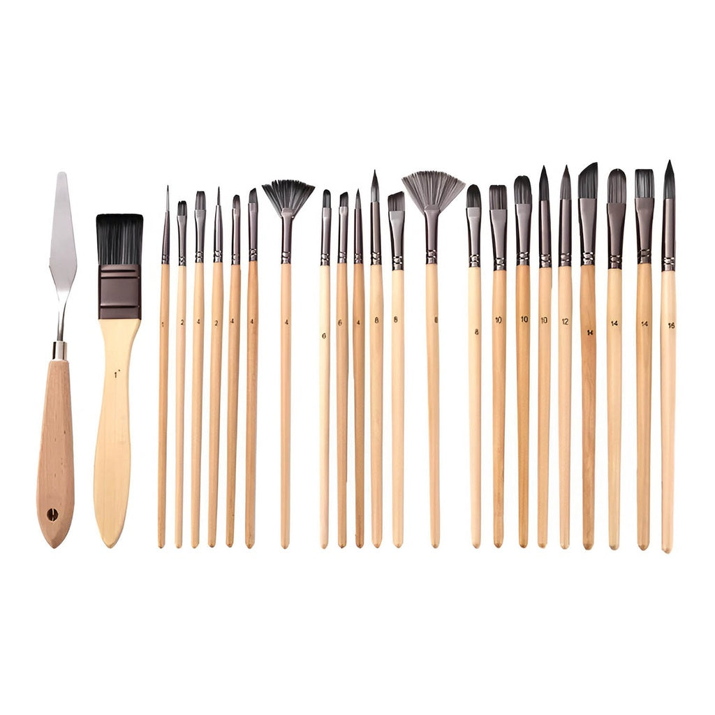 SET Pinceles para Acuarela y Acrilico con Estuche Renart 24 pcs.