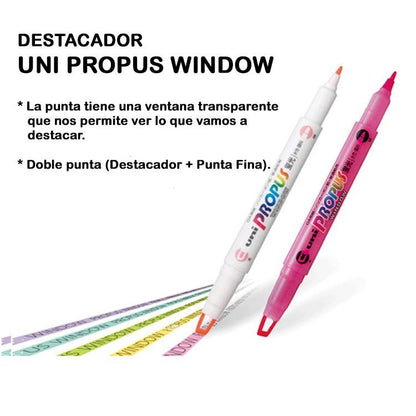 Destacador doble punta Uni PROPUS WINDOW - disponible en 5 colores