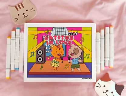 Libro para colorear "Gatitos in love" Vol.2 por Alejandra López
