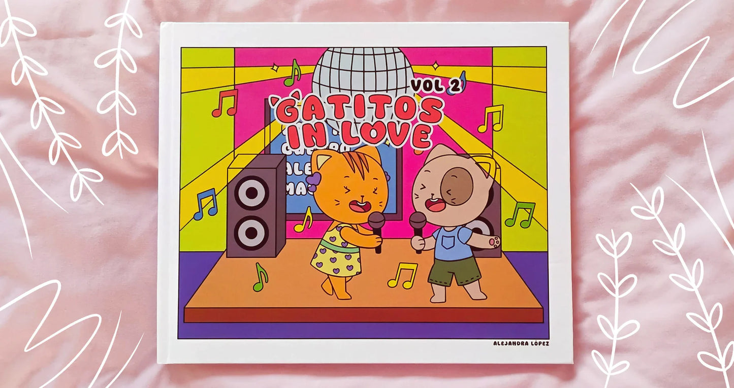 Libro para colorear "Gatitos in love" Vol.2 por Alejandra López