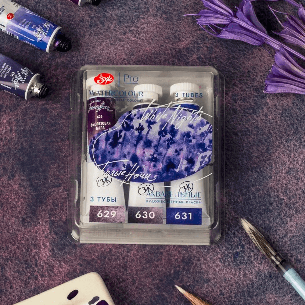 Set acuarela en tubos White Nights "Violet" (Granulación) - Set 3 tubos de 10ml