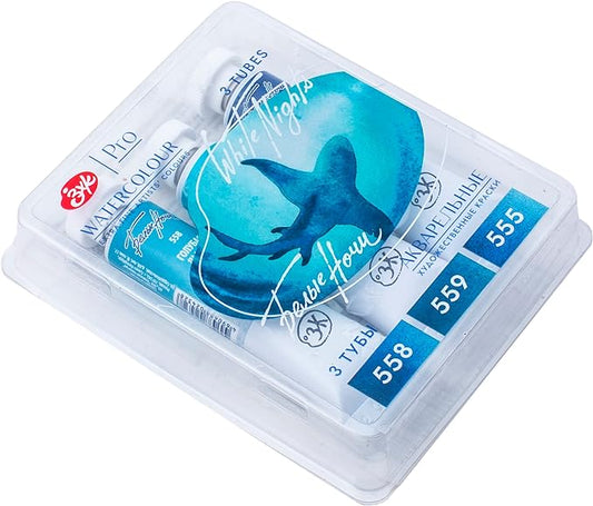 Set acuarela en tubos White Nights "DEPTH" - Colores Granulados - 3 TUBOS X10 ML