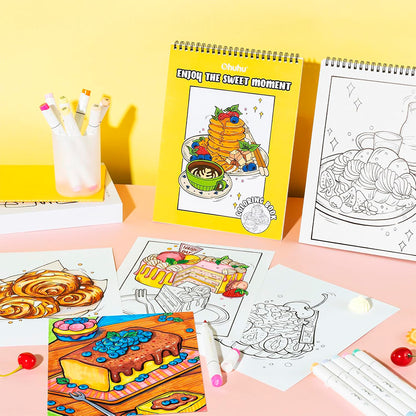 OHUHU LIBRO PARA COLOREAR DOBLE CARA ENJOY THE SWEET MOMENT