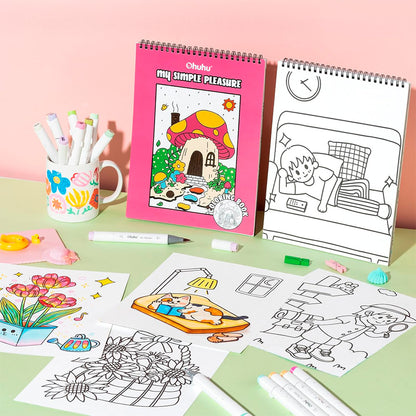 OHUHU LIBRO PARA COLOREAR DOBLE CARA MY SIMPLE PLEASURE