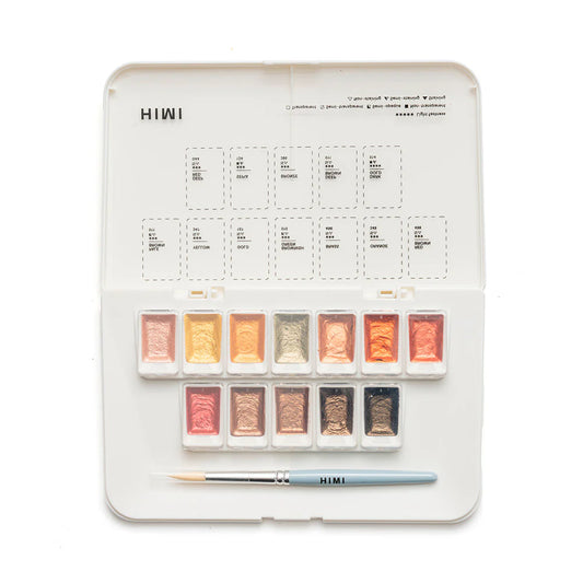 Set Acuarela Metalizada Himi 12 colores + pincel | Gold/Oro