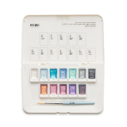 Set Acuarela Metalizada Himi 12 colores + pincel | Silver/Plata