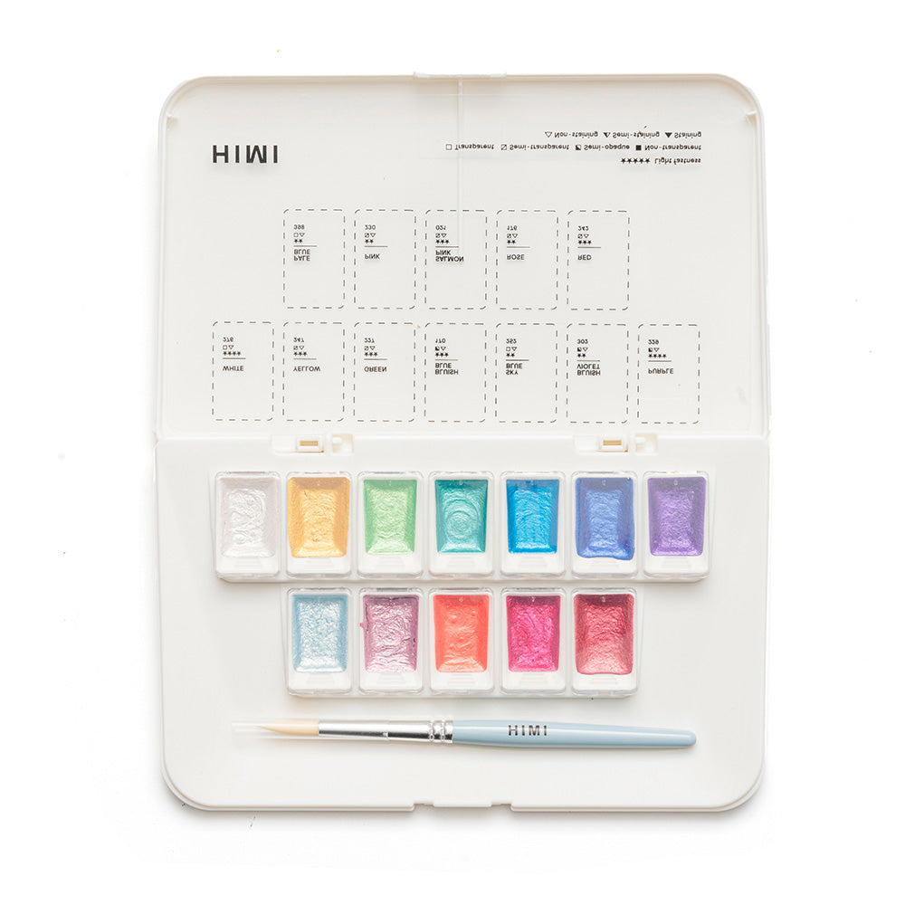 Set Acuarela Metalizada Himi 12 colores + pincel | jewerly/joya