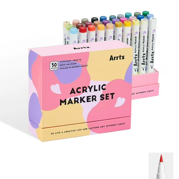 Arrtx 30 Marcadores Acrílicos Punta Pincel 30D