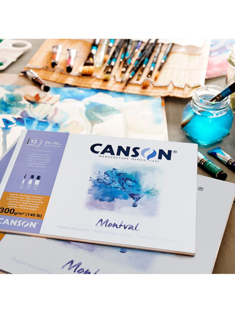 BLOCK MONTVAL ACUARELA 300GR 24X32 CM 12H FINO