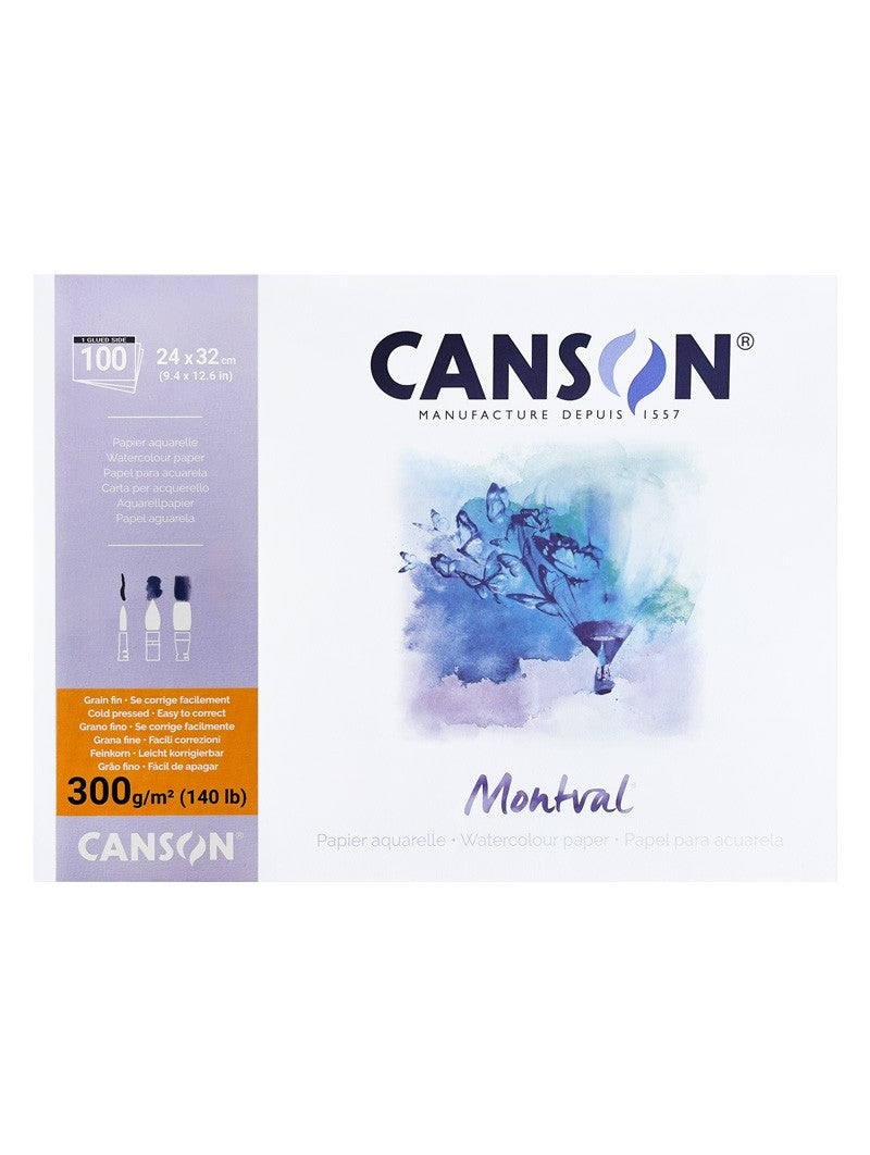 Block Acuarela Canson Montval Grano Fino Maxi Pack 300gr 24x32cm 100 Hojas