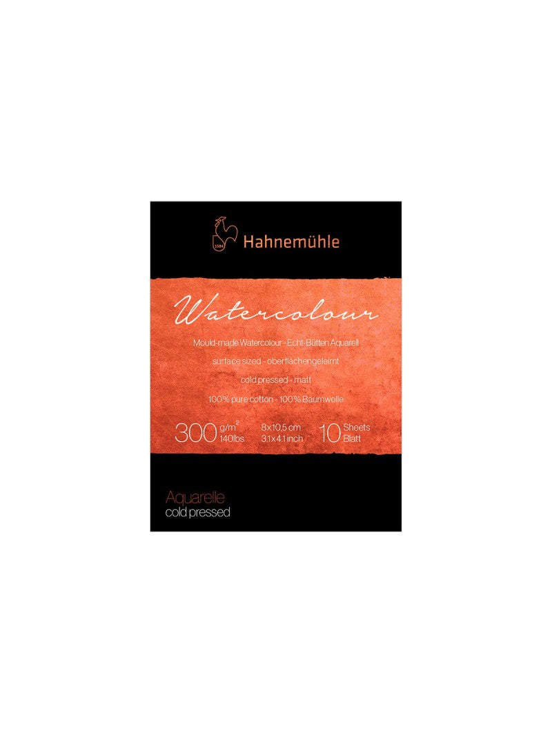 Block Acuarela Hahnemuhle Algodón 300gr Grano FINO 10hjs (8X10,5 CM)