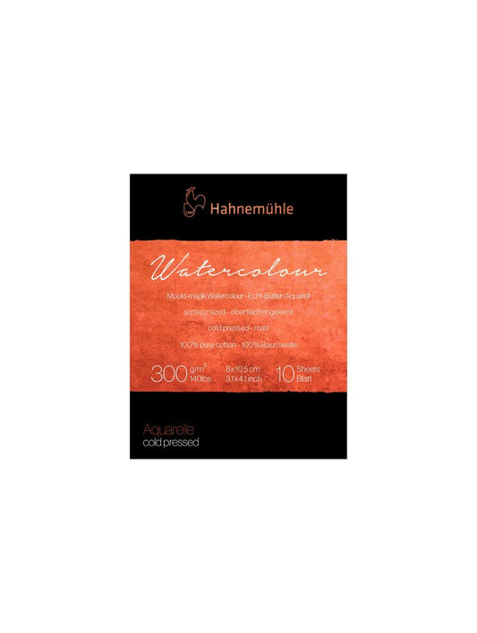 Block Acuarela Hahnemuhle Algodón 300gr Grano FINO 10hjs (8X10,5 CM)