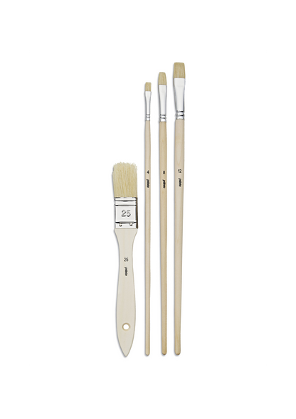 Pinceles Pebeo Acrílico y Óleo Set 3 + Brocha Pelo Cerda Blanca