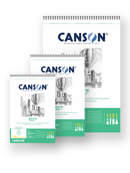 Croquera de Dibujo Canson 1557 de Grano Fino y Papel Extra Blanco 120gr/m