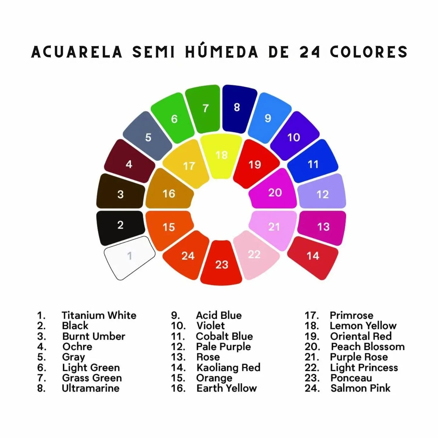 Acuarelas Himi Hi, It's watercolor 24 Colores caja Morada