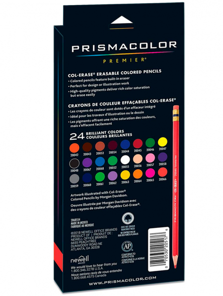 Set 24 lápices de colores borrables "COLERASE" PRISMACOLOR PREMIER