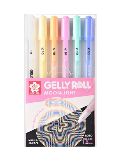 Lápices Gel Gelly Roll Sakura Moonlight Set 6 Colores Pasteles 1.0mm