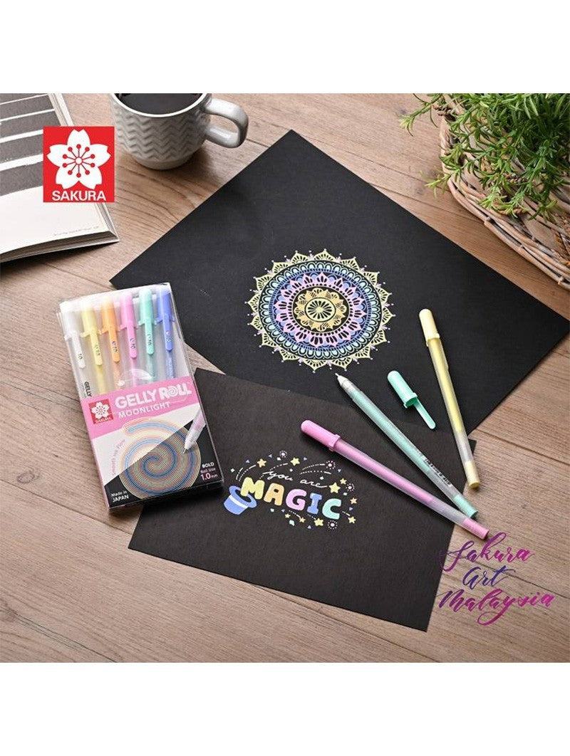 Lápices Gel Gelly Roll Sakura Moonlight Set 6 Colores Pasteles 1.0mm