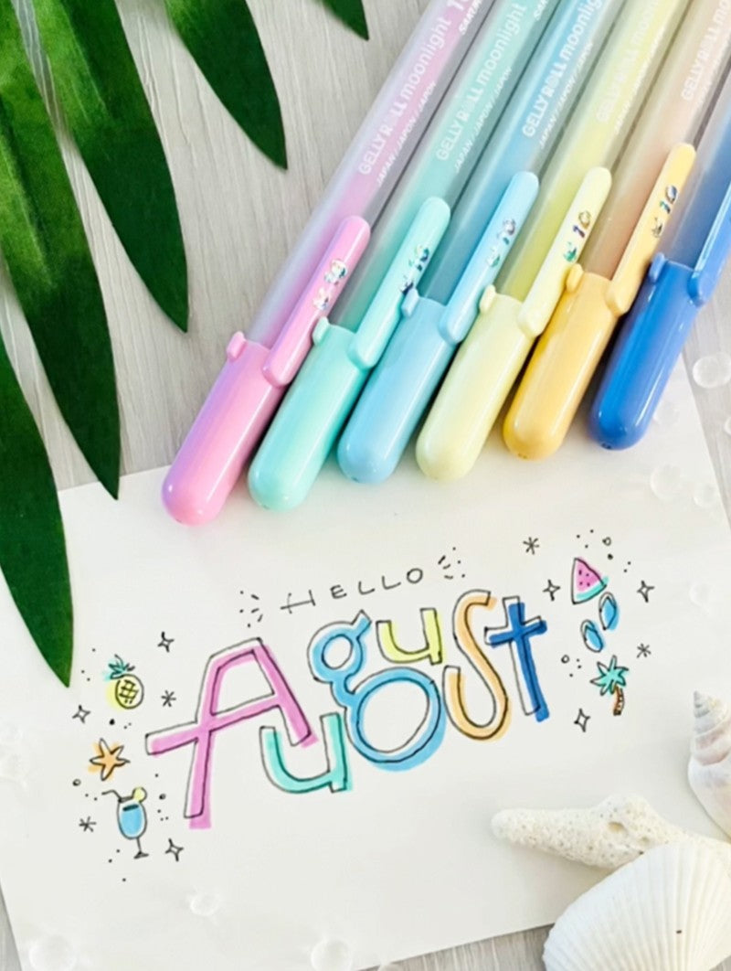 Lápices Gel Gelly Roll Sakura Moonlight Set 6 Colores Pasteles 1.0mm