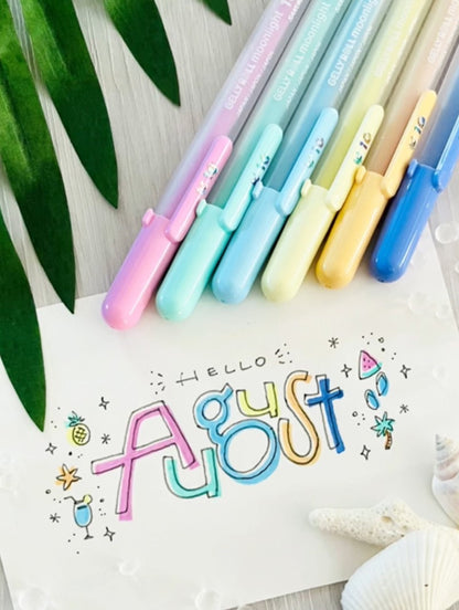 Lápices Gel Gelly Roll Sakura Moonlight Set 6 Colores Pasteles 1.0mm