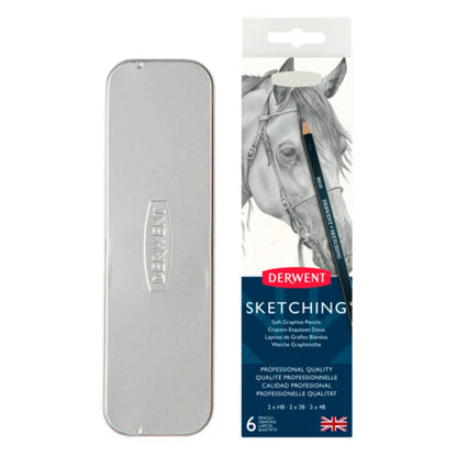 Lápices Grafito Derwent Sketching Set 6 Caja Metálica