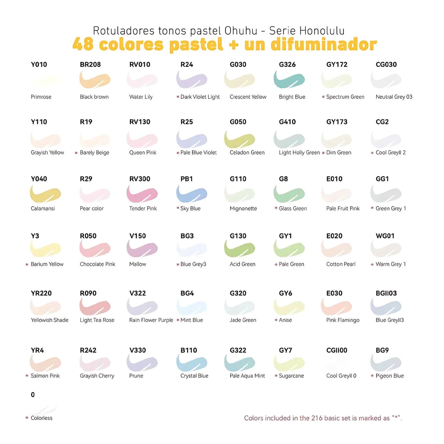 OHUHU 48 Colores pasteles Florecientes Pincel y Fina