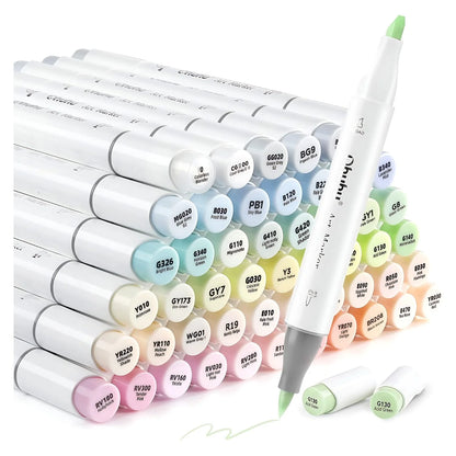 OHUHU 48 Colores pasteles Florecientes Pincel y Fina
