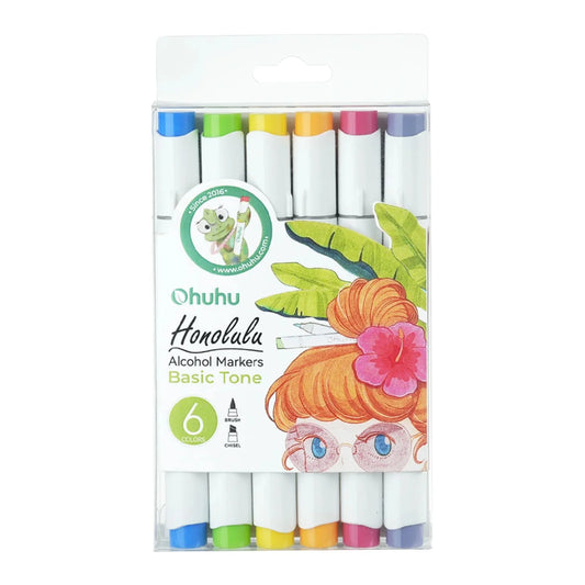 Set de marcadores al alcohol Honolulu 6 colores Ohuhu