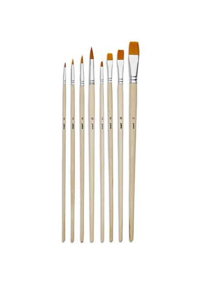 Pinceles Pebeo Acrílico y Óleo Set 8 Pelo Taklon Dorado