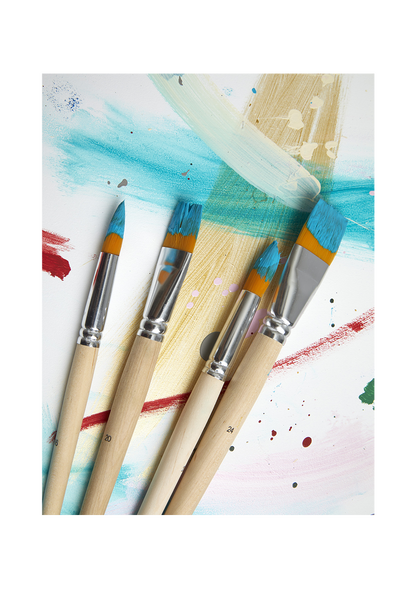 Pinceles Pebeo Acrílico y Óleo Set 8 Pelo Taklon Dorado