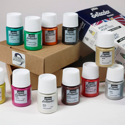 Set Pintura de Tela para Telas Oscuras y Claras 12 Colores 20ml Pebeo Setacolor