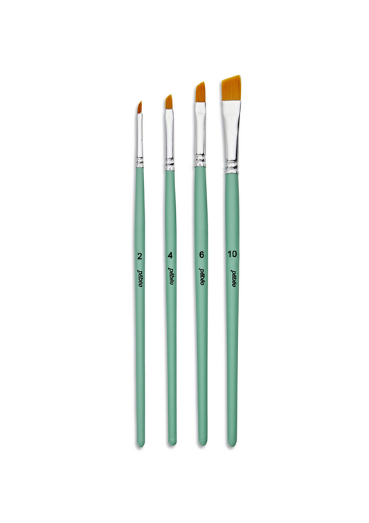 Set 4 Pinceles para Acrilico y Oleo Punta Biceldad (2, 4, 6 y 10) Pebeo Artiste & Loisiris