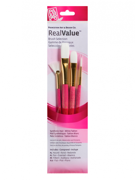 Set Pinceles Real Value Princeton Pelo Sintetico Rosa Dorado (4, 2, 6, 10)