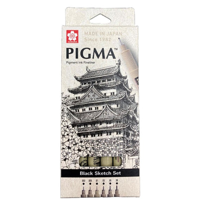 Sakura Pigma Micron - Set 6 Tiralíneas Negros 003 005 01 03 05 08
