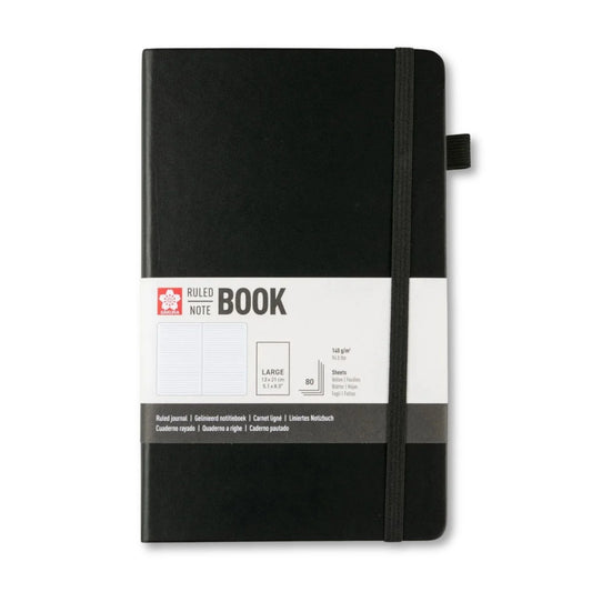 Sakura Ruled Note Book  Negra- Libreta Con Líneas 13x21