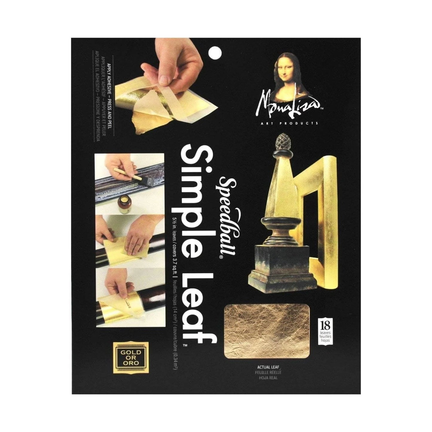 Laminas Imitacion Simple Leaf Mona Lisa Speedball 18 hojas (oro)