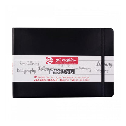 Cuaderno Vertical Negro con hojas con puntos de 13cm x 21cm